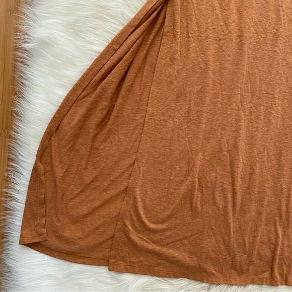 Eloquii Tan Sleeveless Slub knit Wrap Tie Front Lightweight High Neck Midi Dress - Picture 6 of 12